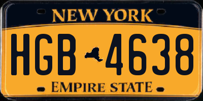 NY license plate HGB4638