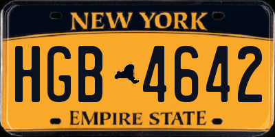 NY license plate HGB4642