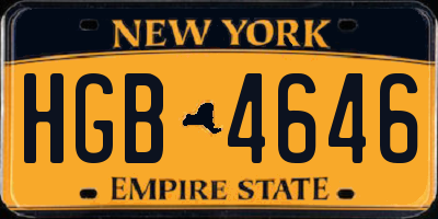 NY license plate HGB4646