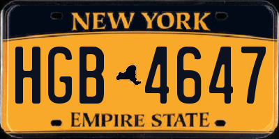 NY license plate HGB4647