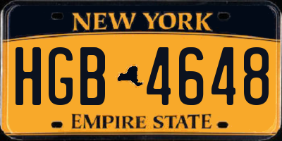 NY license plate HGB4648