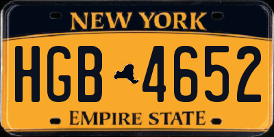 NY license plate HGB4652