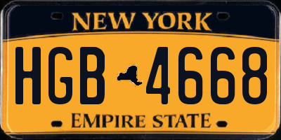 NY license plate HGB4668