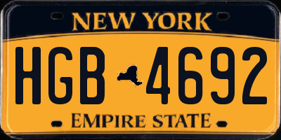 NY license plate HGB4692