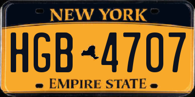 NY license plate HGB4707