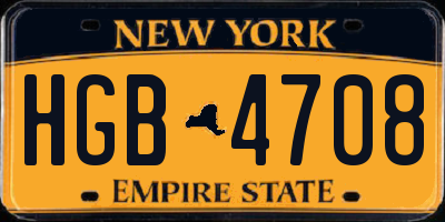 NY license plate HGB4708