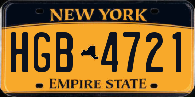 NY license plate HGB4721