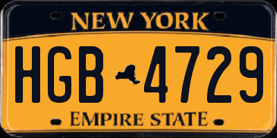 NY license plate HGB4729
