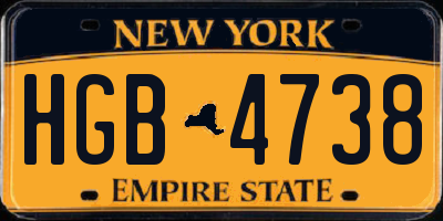 NY license plate HGB4738