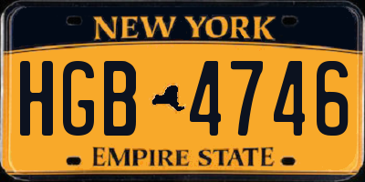 NY license plate HGB4746