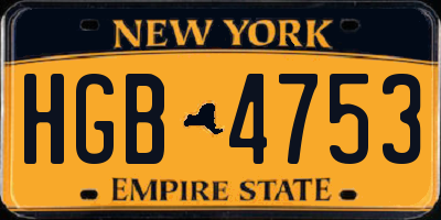 NY license plate HGB4753