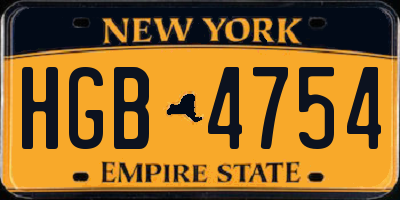 NY license plate HGB4754