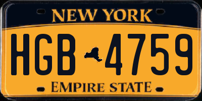 NY license plate HGB4759