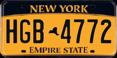 NY license plate HGB4772