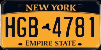 NY license plate HGB4781