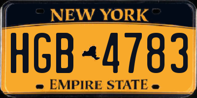 NY license plate HGB4783