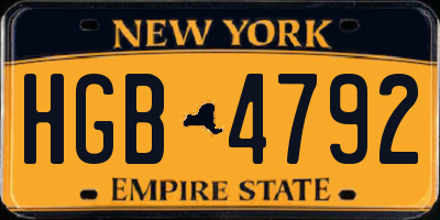 NY license plate HGB4792