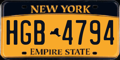 NY license plate HGB4794
