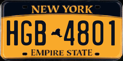 NY license plate HGB4801
