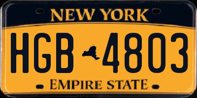 NY license plate HGB4803