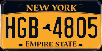 NY license plate HGB4805
