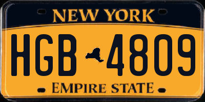 NY license plate HGB4809