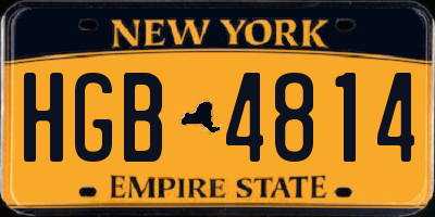 NY license plate HGB4814