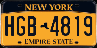NY license plate HGB4819