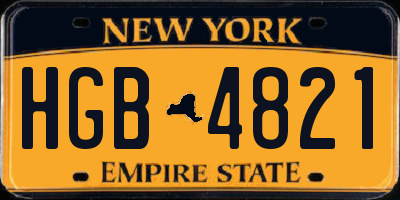 NY license plate HGB4821