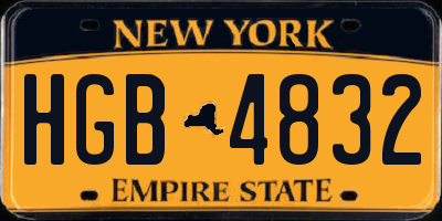 NY license plate HGB4832