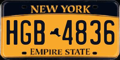 NY license plate HGB4836
