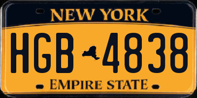 NY license plate HGB4838