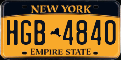 NY license plate HGB4840