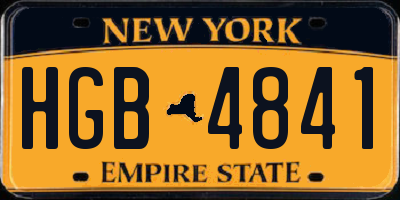 NY license plate HGB4841