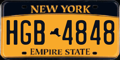 NY license plate HGB4848