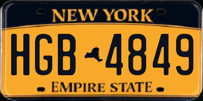 NY license plate HGB4849