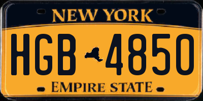 NY license plate HGB4850