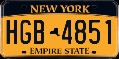 NY license plate HGB4851