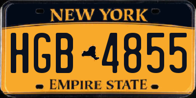 NY license plate HGB4855