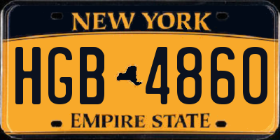 NY license plate HGB4860