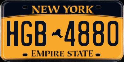 NY license plate HGB4880