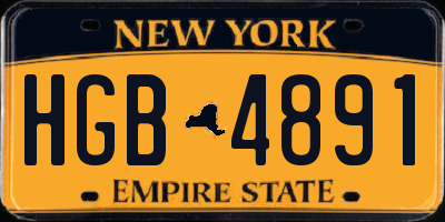 NY license plate HGB4891