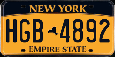 NY license plate HGB4892