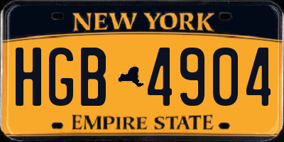 NY license plate HGB4904