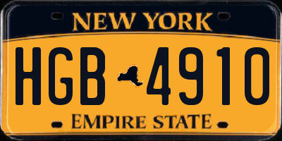 NY license plate HGB4910