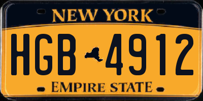 NY license plate HGB4912