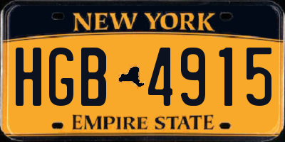 NY license plate HGB4915
