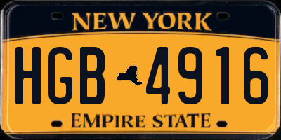 NY license plate HGB4916