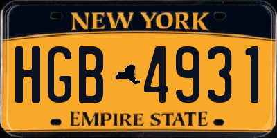 NY license plate HGB4931