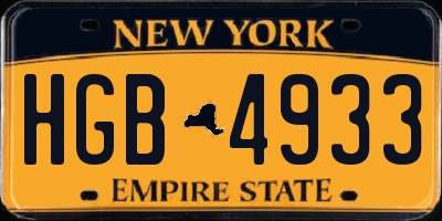 NY license plate HGB4933